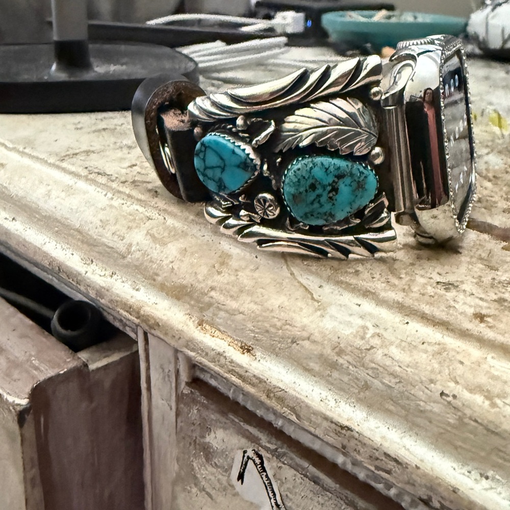 Gorgeous Native American Apple Watchband/SS/kingman Turquoise - Picture 4 of 9